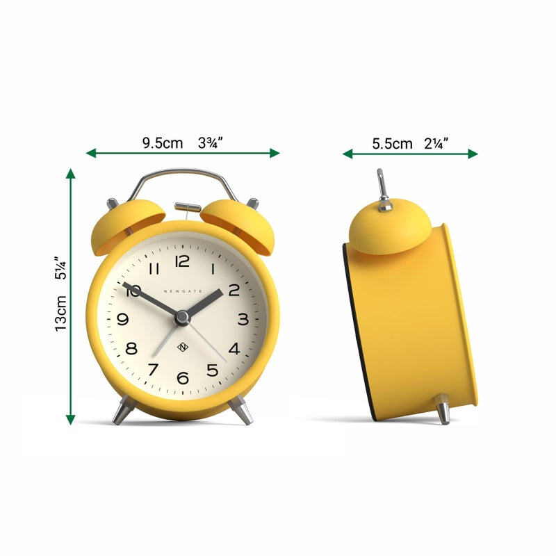 NEWGATEÂ® Charlie Bell Echo Alarm Clock | Modern take on Classic Twin Bell Clock | Yellow | Easy to Read Numbers | Ideal for Bedside, Desk or Shelf | Modern Retro Bedroom & Office Accessory - Image 4